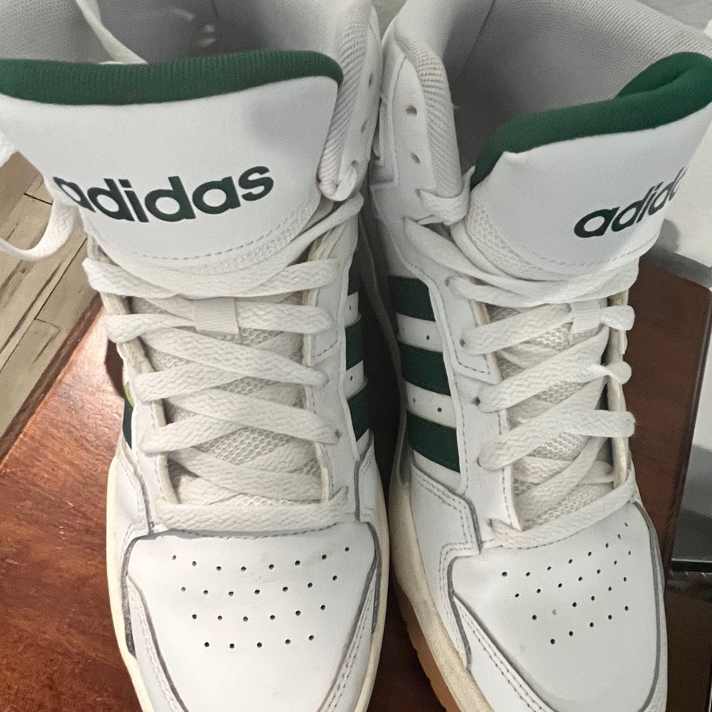 Adidas White and Green High-Tops